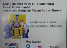 Juízes, servidores da Justiça e advogados farão ato público em defesa dos direitos trabalhistas