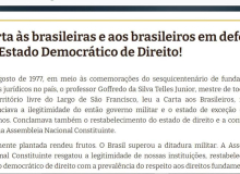 Carta pela Democracia chega a quase 900 mil assinaturas