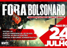 Campanha #ForaBolsonaro marca novos atos para o dia 24 de julho