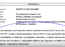 Justiça restabelece mandato da direção eleita do Sindicato dos Servidores Municipais de Fortaleza